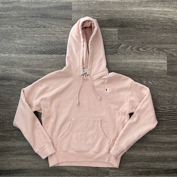 Champion Reverse Weave Light Pink Blush Hoodie Sweatshirt Embroidered Logo Sz S - Picture 1 of 7